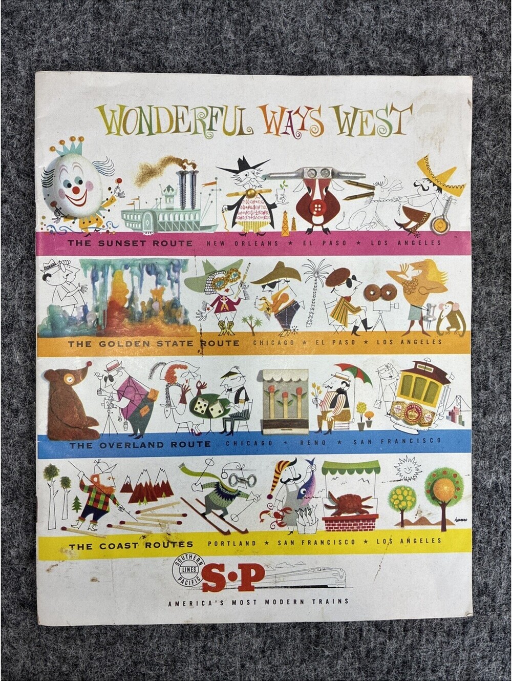 Vtg 1955 Southern Pacific Railroad Booklet Wonderful Ways West Streamliner Map